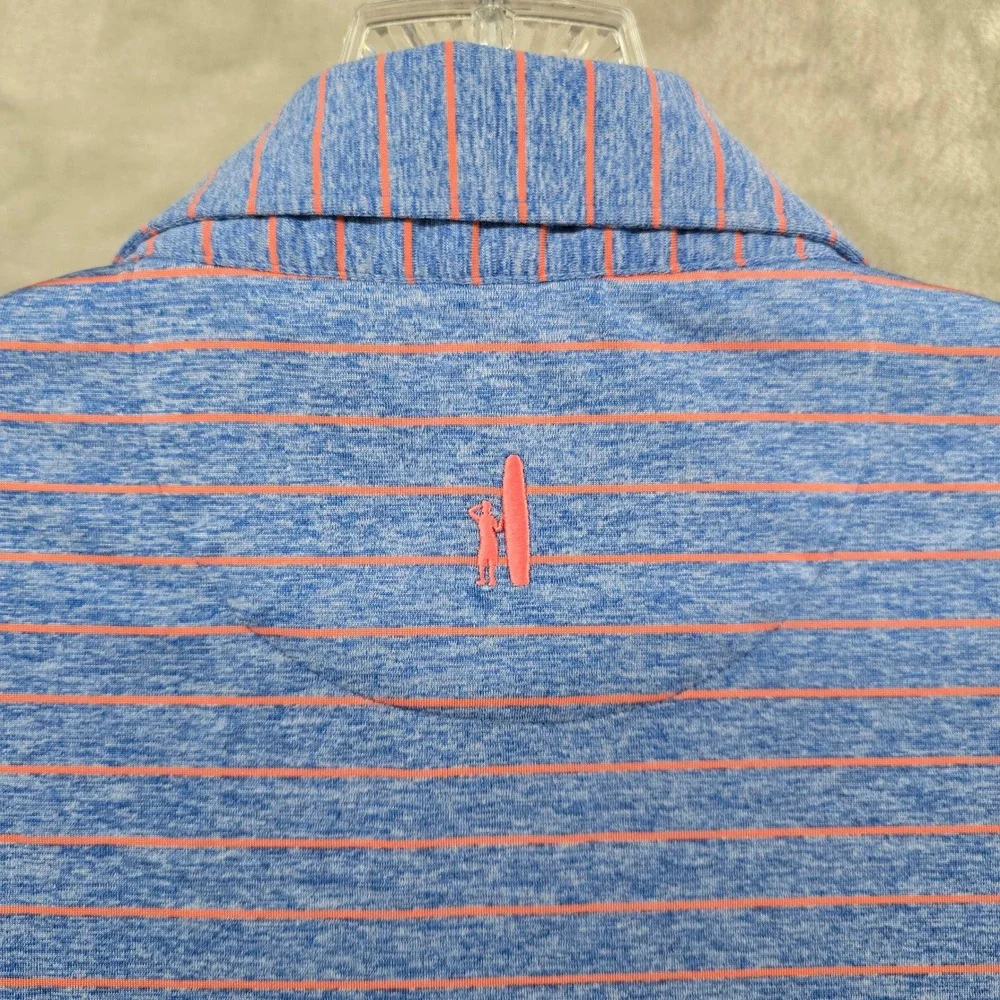 johnnie-O Polo Shirt Mens M Blue Striped Medinah Country Club Short Sleeve
